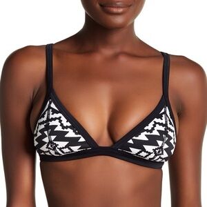 New Seafolly Black and White Geometric Bikini Top Size 8